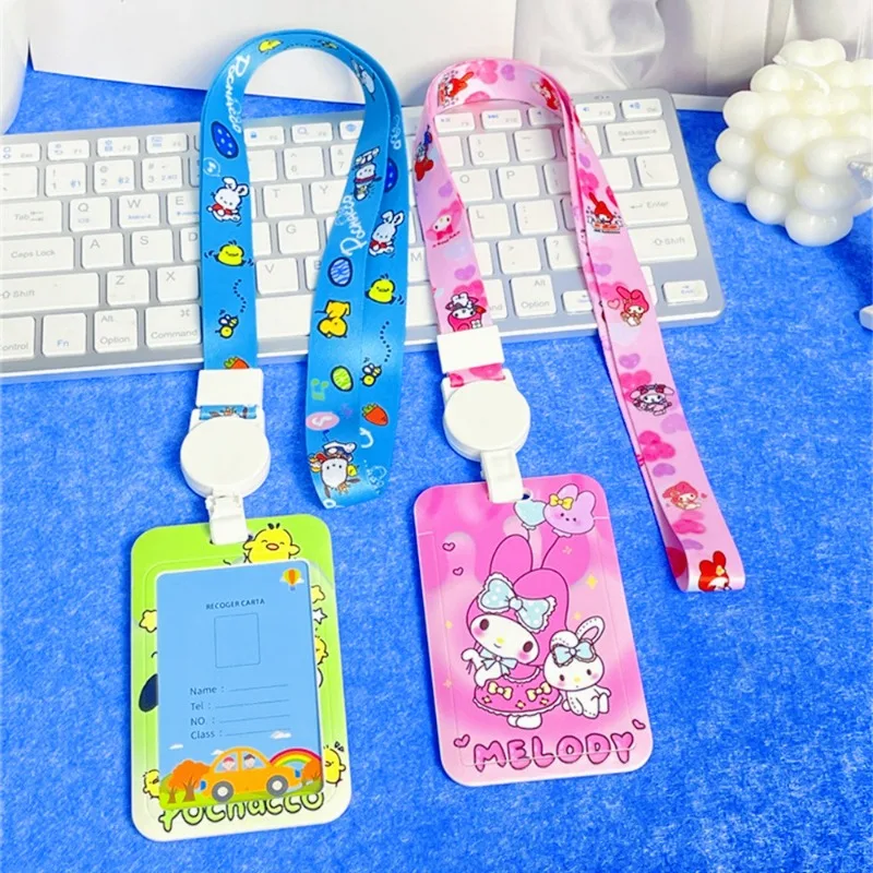 Kawaii держатель для карт «Hello Kitty» My Melody, аниме-фигурки, милый мультяшный ремешок, аниме-товары, украшение для рабочей карты, аксессуары для удостоверения личности