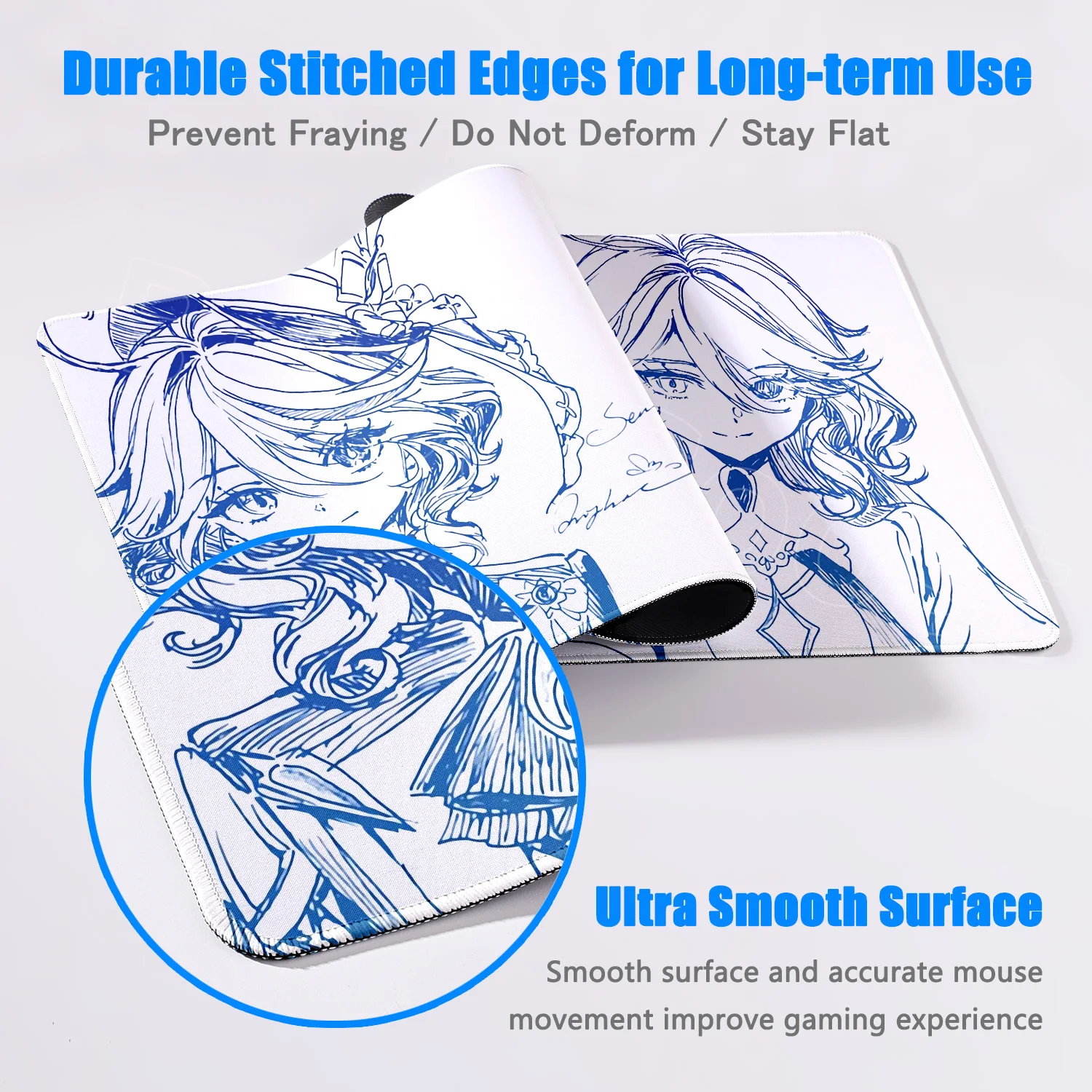 خط الرسم Genshin تأثير Furina Focalors ماوس الفن تصميم الكمبيوتر المحمول ألعاب الفئران حصيرة عدم الانزلاق المطاط ماوس الوسادة XXL حصيرة مكتبية