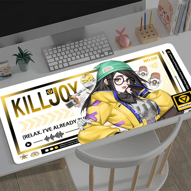 

Mousepad V-valorant Killjoy Office Computer Desk Mat Keyboard Mouse Pad Laptop Cushion Large Non-slip Deskpad PC carpet Mousepad
