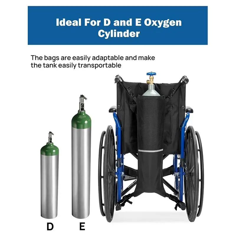 ABVG-Oxygen Tank Holder And Adjustable Straps, For Wheelchair Oxygen Cylinder Bag Portable D& E Cylinder Transport Bag