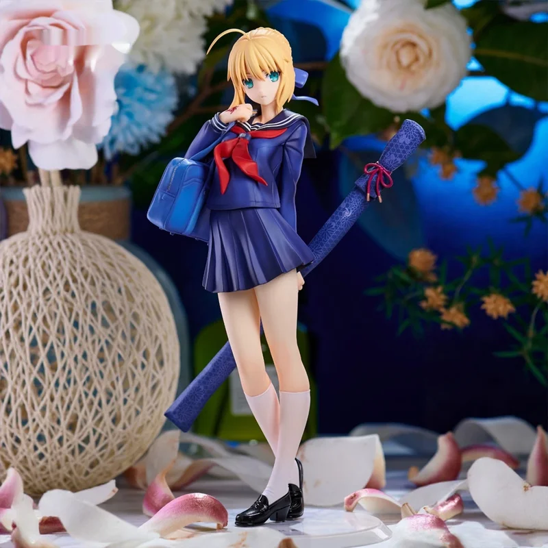 Fate Stay Night Saber Schuluniform Figur Artoria Pendragon Matrosenanzug Anime PVC-Statue Desktop-Sammlerstück Ornament Spielzeug Geschenk