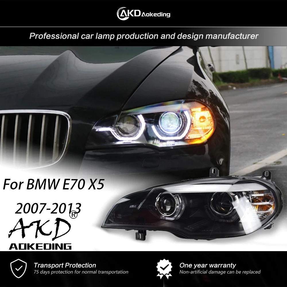 

AKD Head Lamp for BMW X5 E70 Headlights 2007-2013 E70 LED Headlight Angel Eye DRL Signal Lamp Hid Assembly Auto Accessories 2PCS