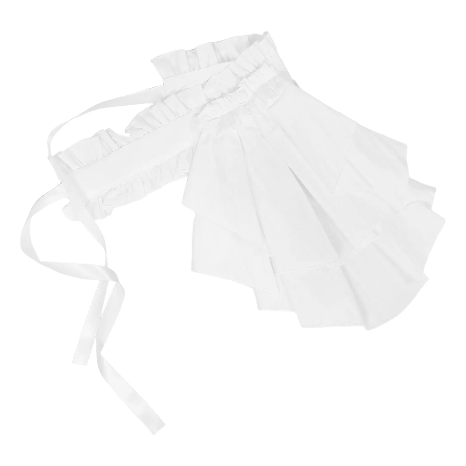 

White Detachable Dickey Collar Elizabethan Ruffled Multi-Layer Faux Neck Accessory For Women Adjustable Vintage Lace-Up