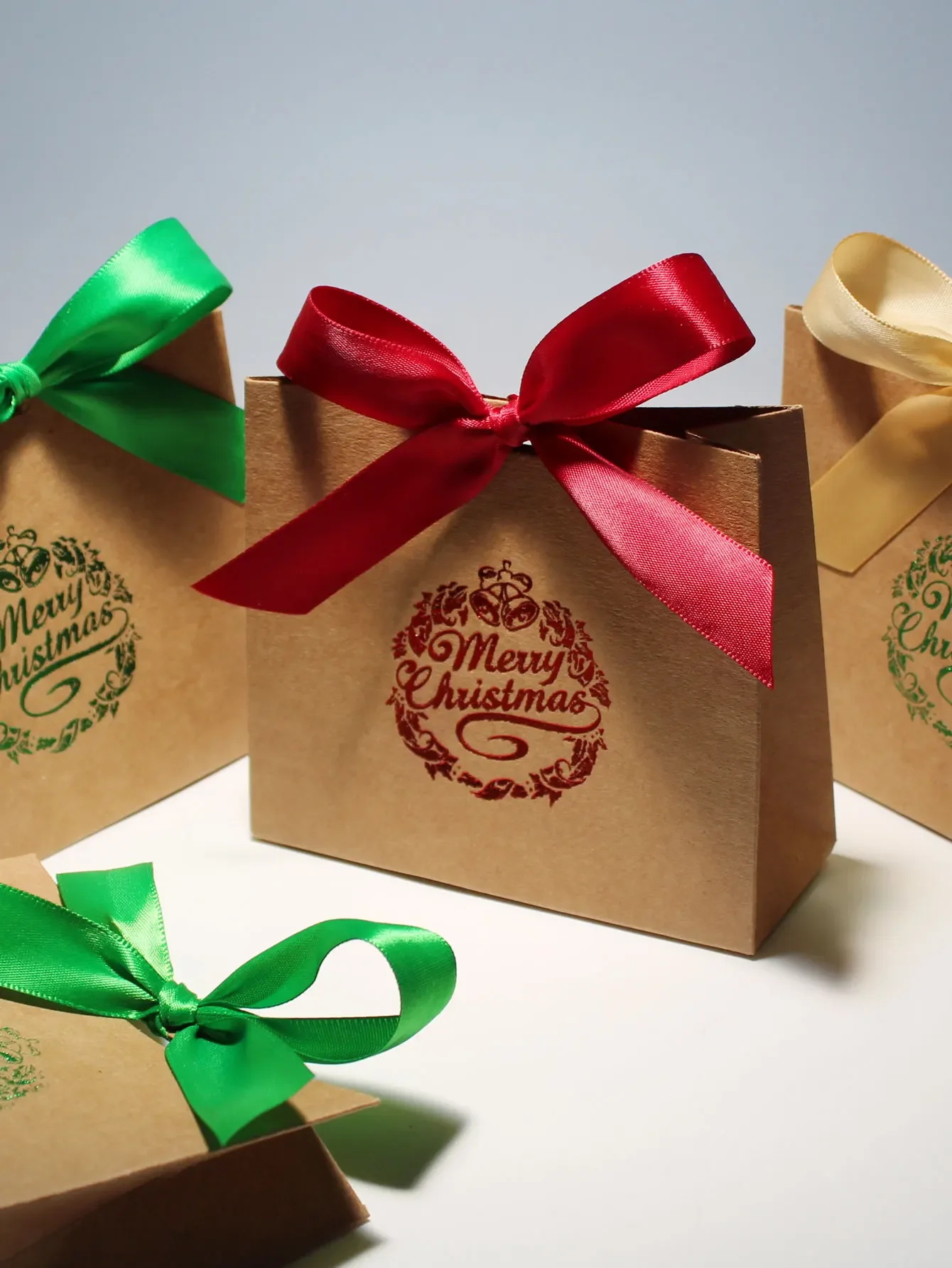 Merry Christmas Gift Boxes and Bags with Ribbon for Wrapping Cookies and Candy Deluxe Christmas Gift Bags