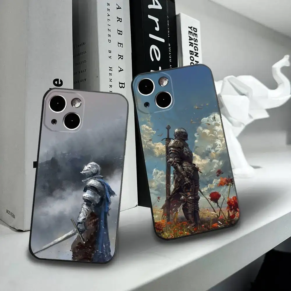 

Medieval Knight Phone Case For iPhone16,15,14,13,12 Mini 11 Pro XR,X,XS,MAX 7,8 Plus Silicone Cover Soft Black