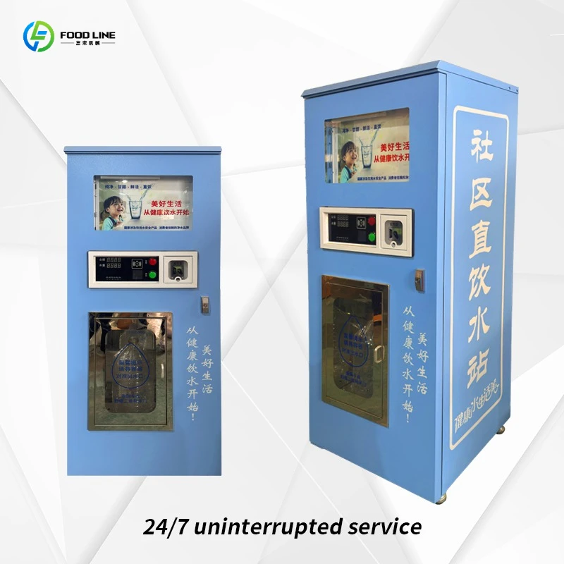 Purified Water Vending Machine, Stainless Steel Outdoor Unit with Coin Operation, Hot/Cold Water, for Gym, Factory, Dormitory