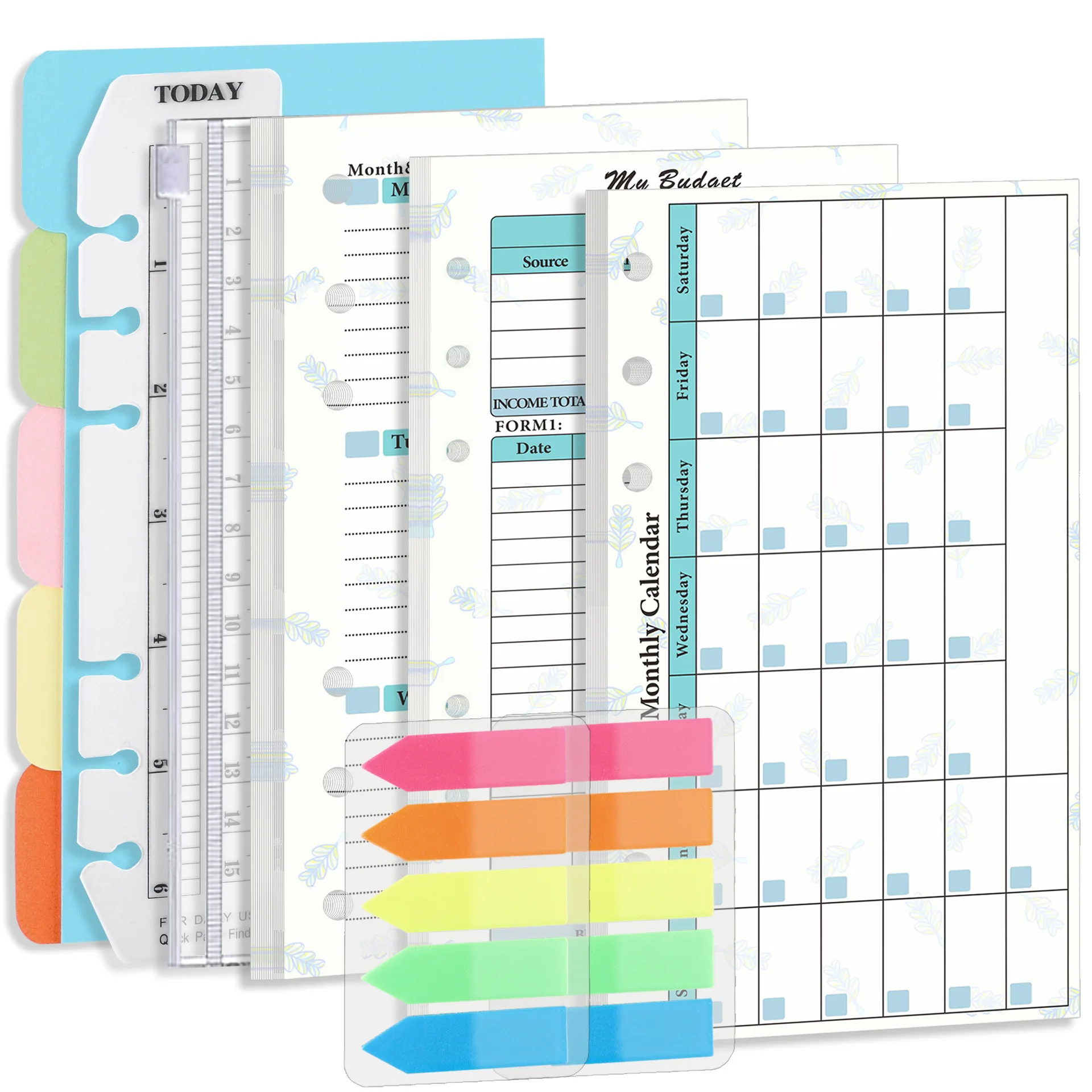 

A6 Loose Leaf Notebook Refill Spiral Binder Inner Page Budget Diary Weekly Monthly Planner To Do List Line Dot Grid Inside Paper