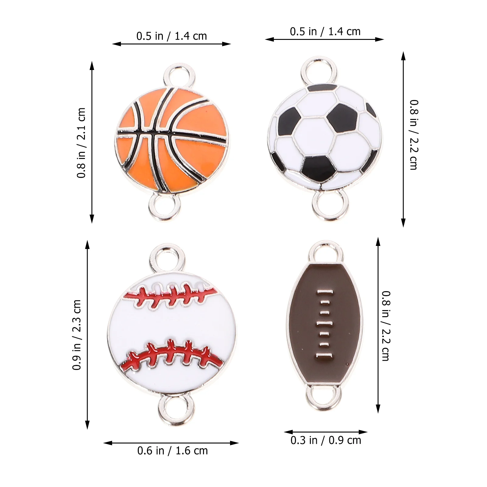 

50pcs Sports Ball Charms Alloy Basketball Baseball Rugby Soccer Pendants Jewelry Making Diy Earrings Necklaces Bracelets
