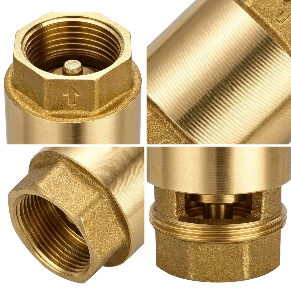 Solid Brass One Way Check Valve 3/4 DN20 Prevent Reverse Flow For Heater Compressor Pipeline 2 Pieces