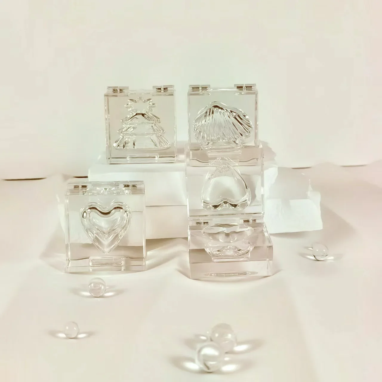 10/30/50 قطعة 3 جرام ظلال العيون صندوق واضح آيس كيوب شل الحب أحادية اللون مسحوق أحمر الخدود صندوق عالية ضوء المخفي مستحضرات التجميل حزمة