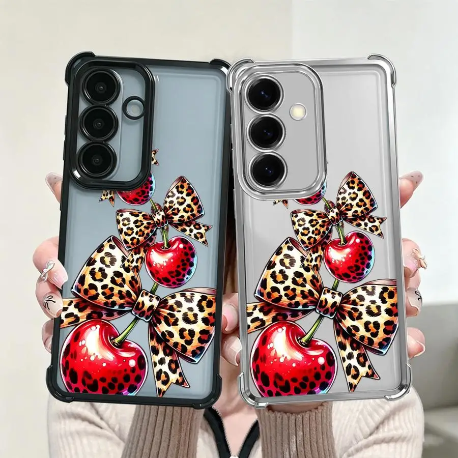 Leopard Bow Case for Samsung Galaxy A07 A53 A16 A06 A23 A51 A14 A04 A73 A13 A54 A34 A12 A03 A33 A50 A15 A05 A24 A52 Phone Cover