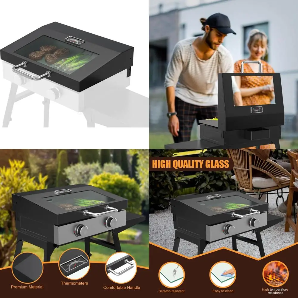 

22 Blackstone Griddle Replacement Hinged Glass Lid with Thermometer for 2019 Model 5011