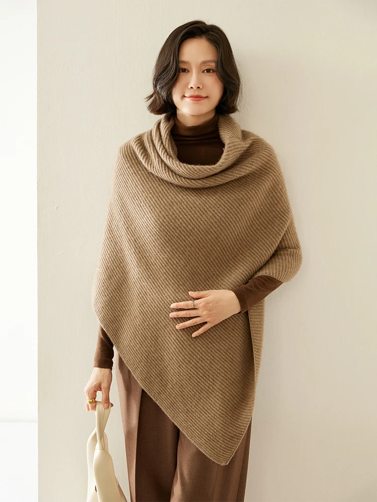 

Light Luxury Autumn Winter Women Shawl 100% Cashmere Ladies Elegant Knitwear Fashion Solid Clothing Tops Female Soft Scarves