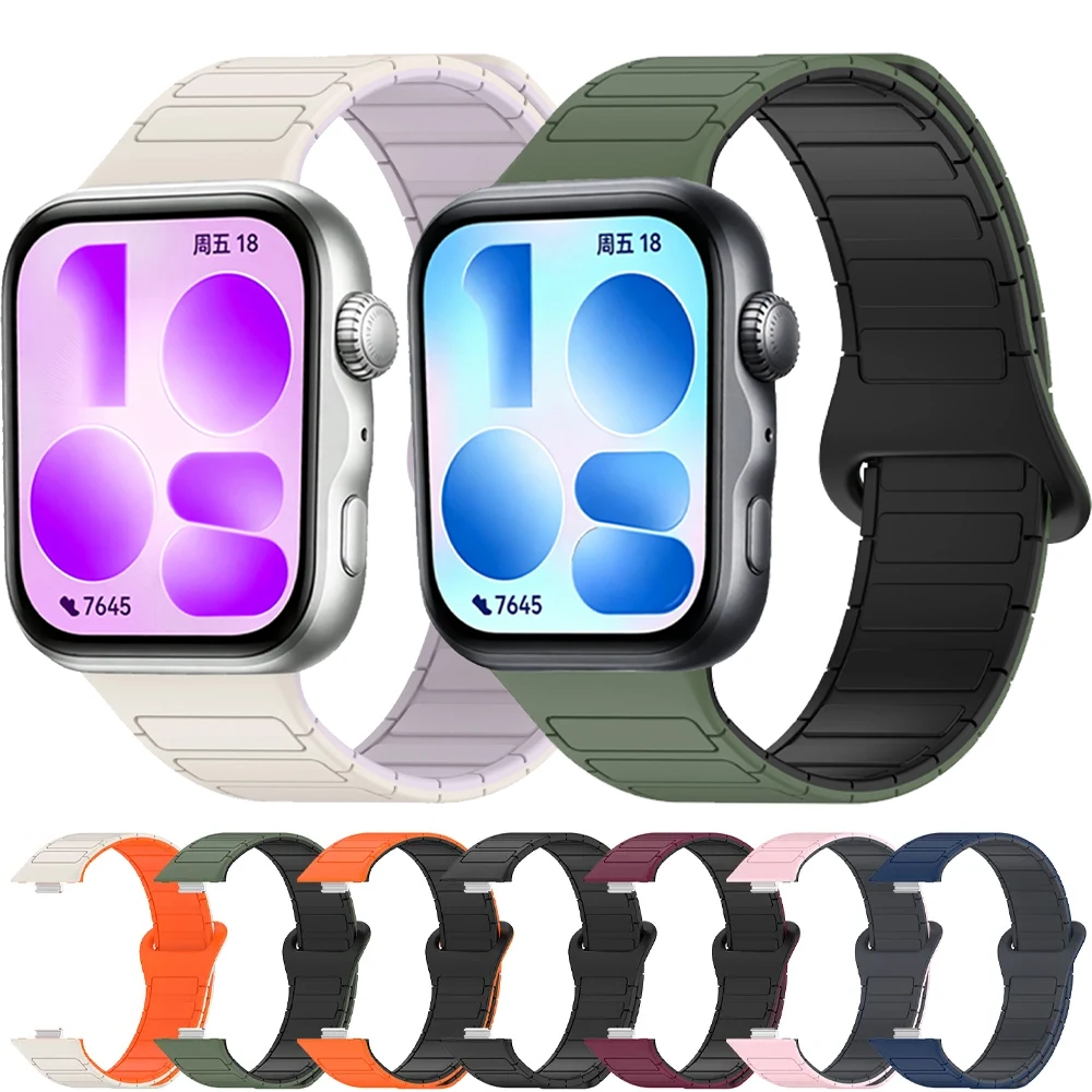 Silikonarmband für Huawei Watch Fit 5/5 Pro Sportarmband Magnetisches Ersatz-Armband für Huawei Watch Fit 4/4 Pro/3 Correa