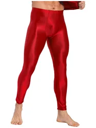 Pantalon moulant semi-transparent brillant à l'huile pour hommes, leggings de yoga à séchage rapide, collants d'entraînement de sport de course à pied, compression