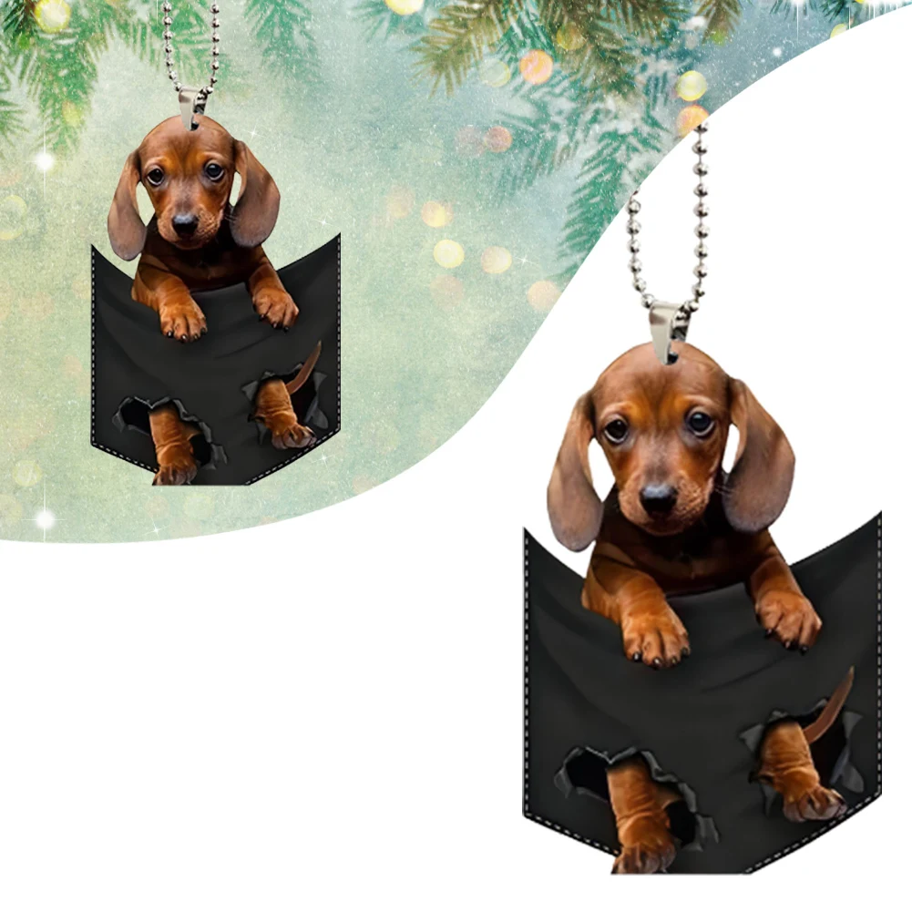 

Подвесной мини-украшение для интерьера щенка, зеркало заднего вида, подвеска в виде собаки, компактный размер, простая установка, украшение в форме автомобиля в форме собаки