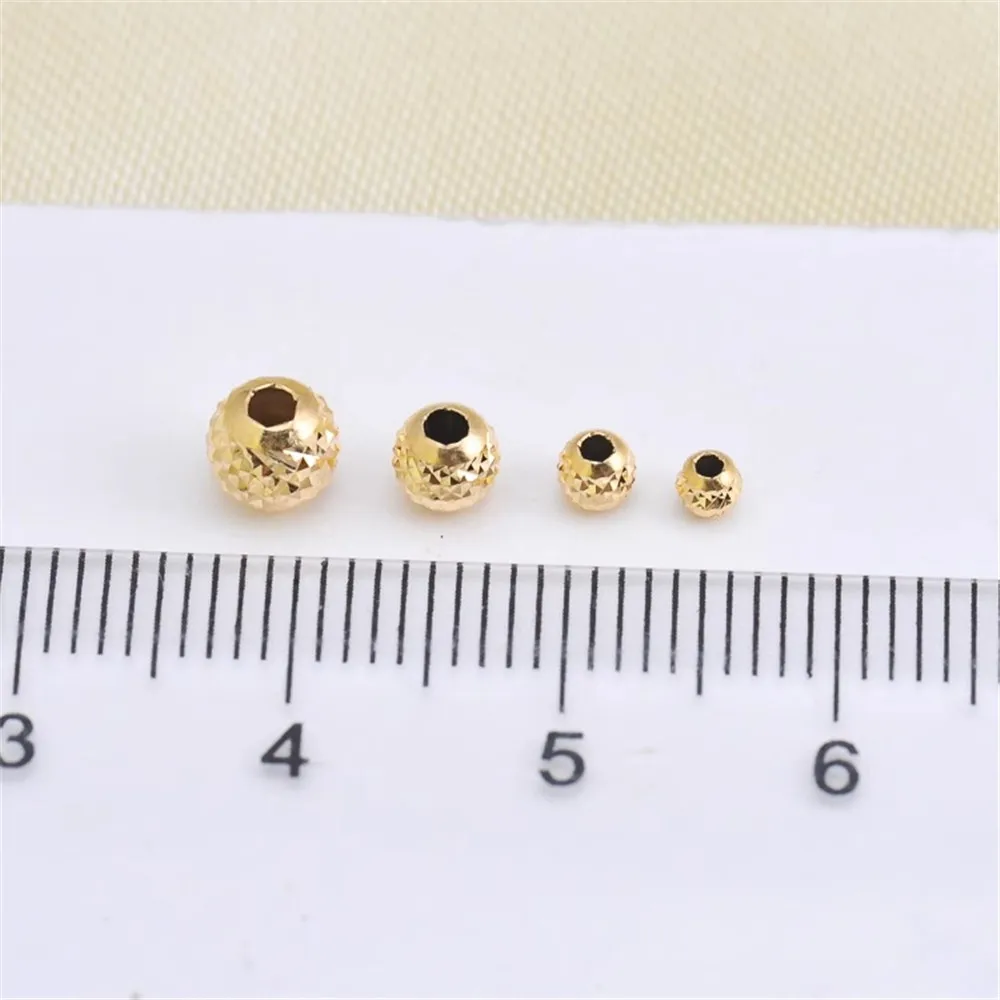 DIY Accessory G18K Gold Glass Flash Design, Non Fading AU750 Gold Accessory, Pearl Handmade Small Gold Bead Partition Beads G389