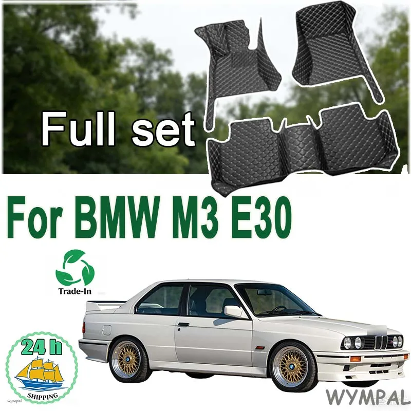 Car Floor Mat For BMW M3 E30 1986~1991 5 Seats Coupé Leather Floor Mats Full Cover Carpet Protector Mud Car Accessories Interior