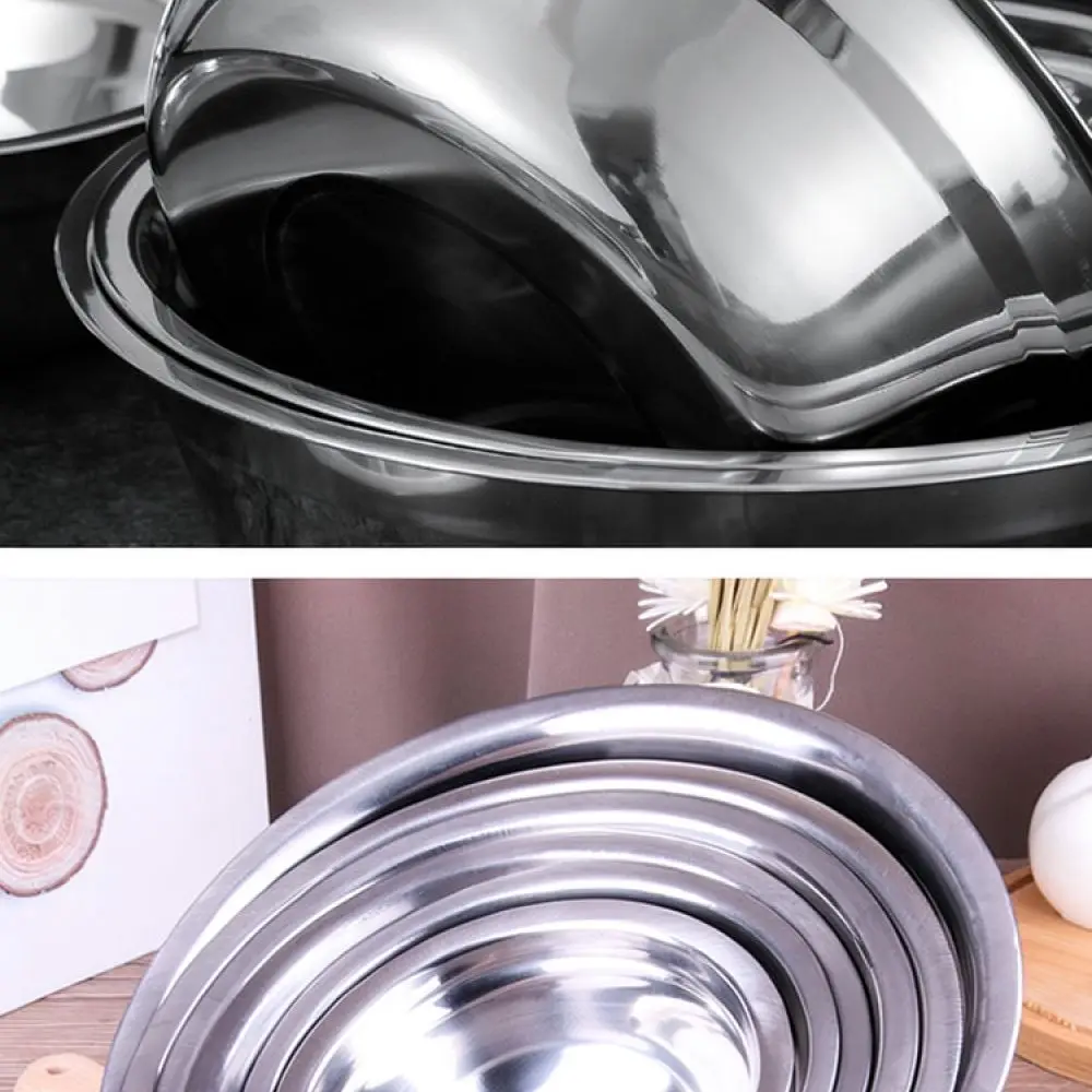 Sturdy Stainless Steel Round Bowl For For Yabei Kitchen Food Prep Basin Easy Clean Dining Hall Serving Tray Dish