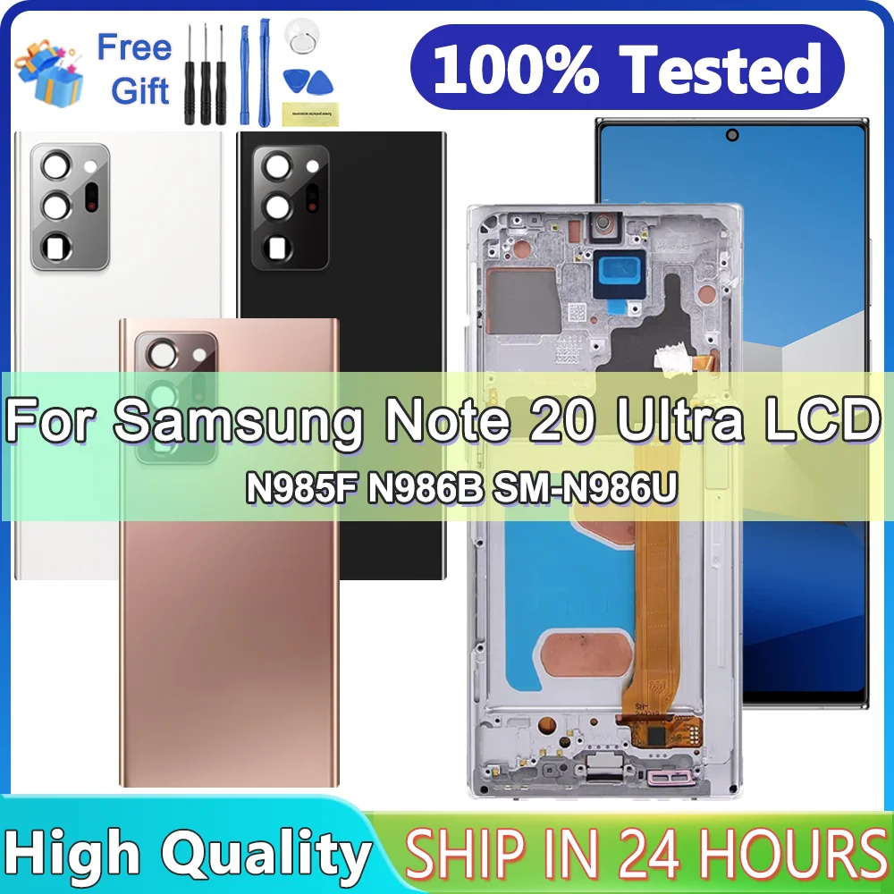 Tested For Note 20 Ultra with Frame, for Samsung Note 20 ultra N985F N985F/DS Lcd Display Digital Touch Screen Replacement