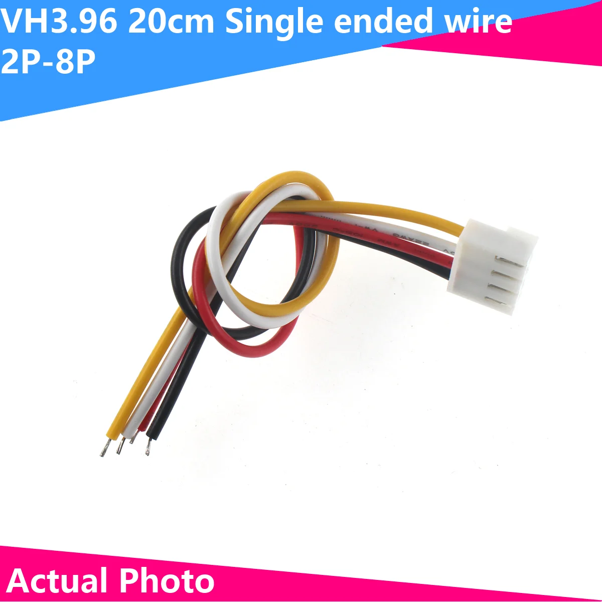 5PCS VH3.96 electronic wire rehearsal wire terminal line single head, one end tin plated 2/3/4/5/6/7/8P-12P 20CM