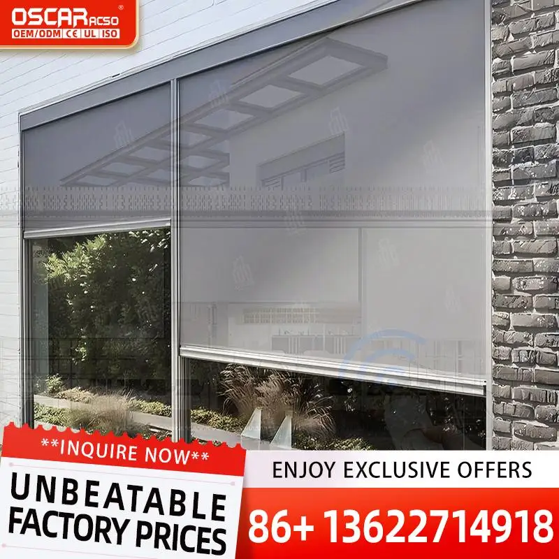 

Wholesale Windproof Waterproof Motorized Zipper Outdoor Roller Blinds for Patio Balcony Garden Rolling Blind
