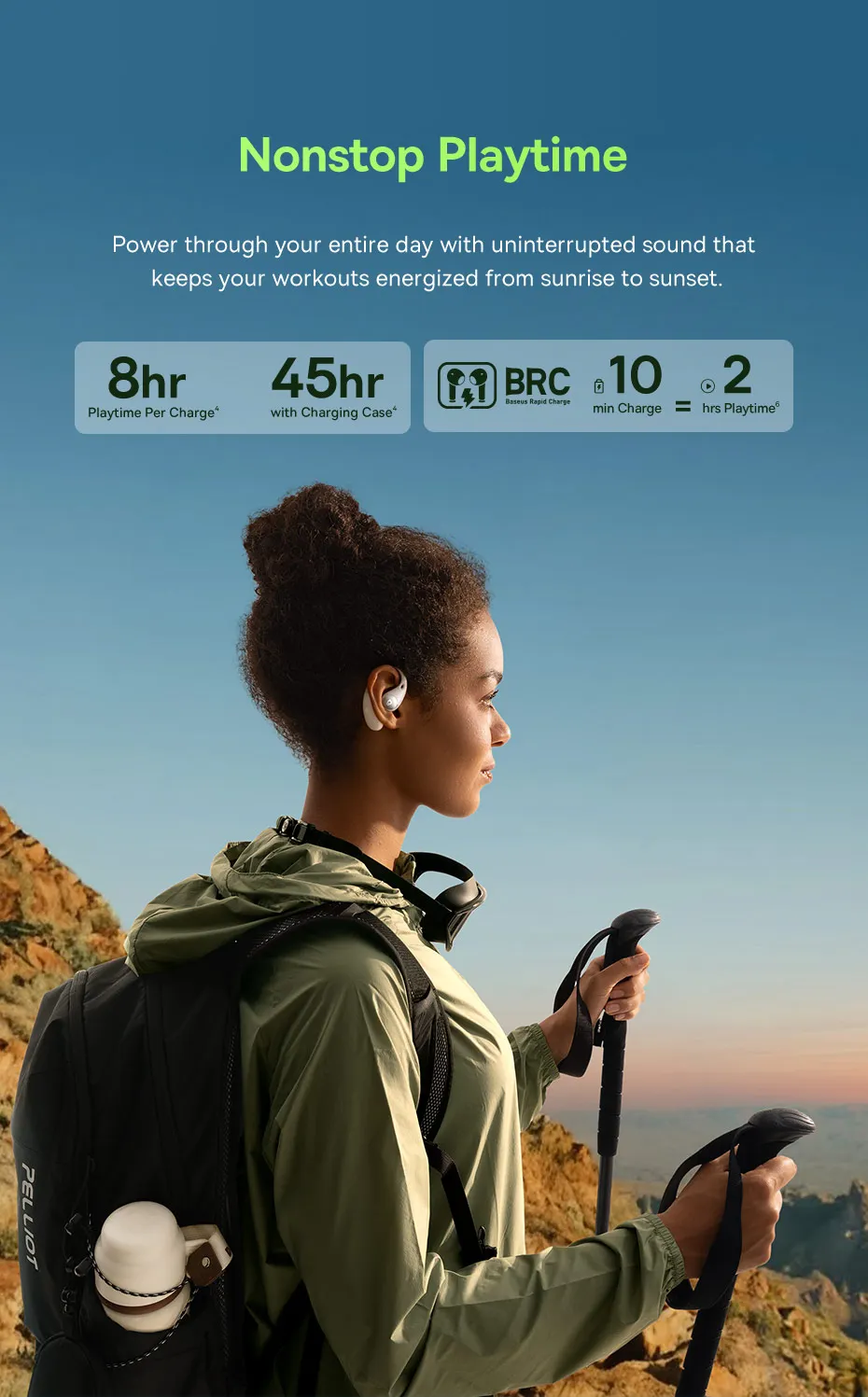 Baseus Eli Sport 2 Open-Ear-Kopfhörer, kabellos, Bluetooth 6.0 OWS-Kopfhörer, hochauflösend, mit LDAC OWS-Kopfhörer, Ohrbügel-Sport-Ohrhörer – Detail 10