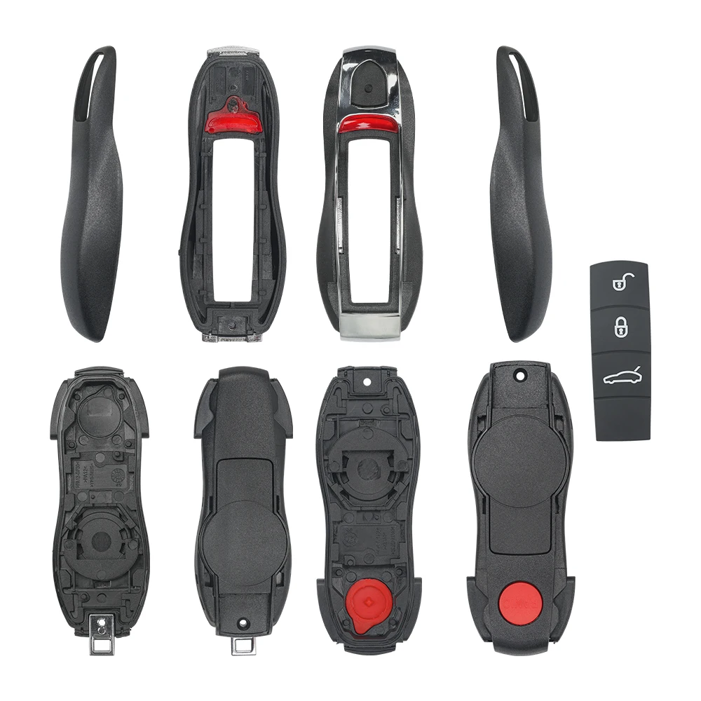 Car Key Case Skin Button Pad Modified Shell Middle Frame Decoratio For Porsche Cayenne Panamera Macan 911 718 Cayman 2010-2017
