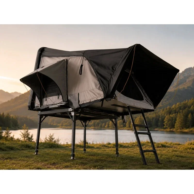 New Arrival 4 Person 2XL Side Opening Aluminum Hybrid Hard Shell Rooftop Tent Multifunctional Off Road Outdoor Camping Accessori