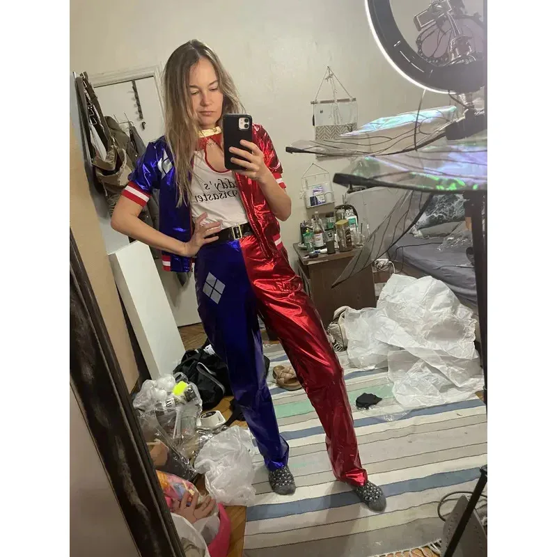 

Girls Harley Cosplay Costumes Joker Squad Quinn Clown Jacket Pants Sets Halloween Carnival Roleplay Party Suicide Outfits Sui