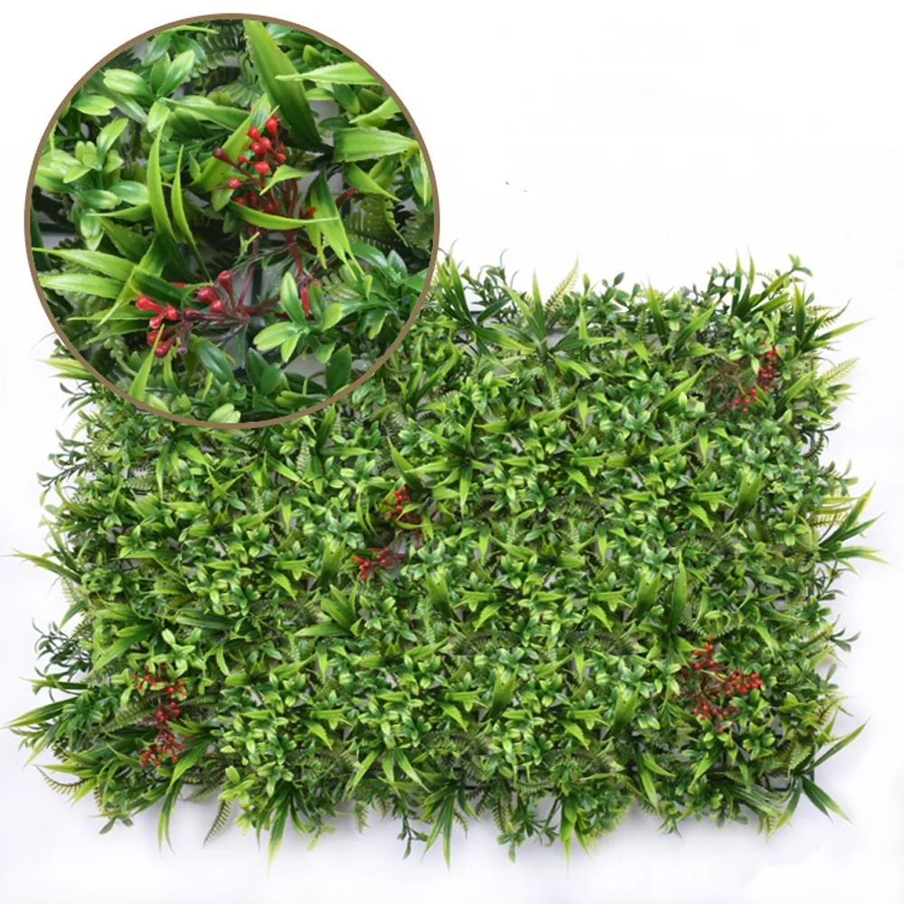 

UV Resistant Artificial Grass Wall Panel 40*60cm Size Green Color Privacy Fence Panel Square Shape Fake Lawn Carpet Hotel Cafe