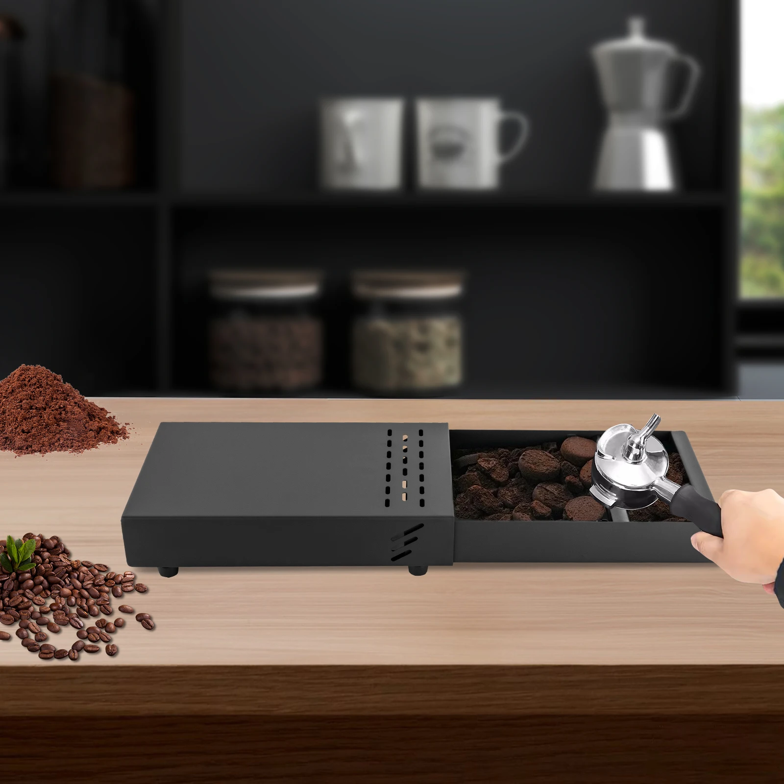 Edelstahl-Kaffeesatzbehälter, Schubladen-Kaffeesatz für den privaten und gewerblichen Gebrauch, für Kaffeelegeisterte – Detail 6