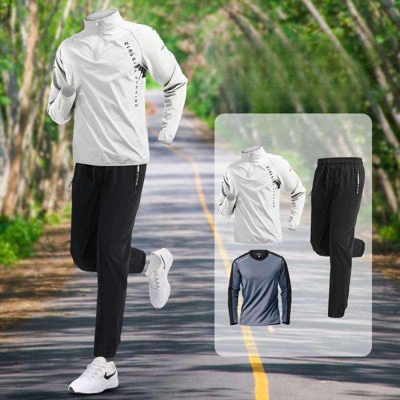 Men's Sports Set Quick-Dry Running Cycling Fitness Training Outdoor Runs Autumn Spring Athletic Training Men's Sportswear Set