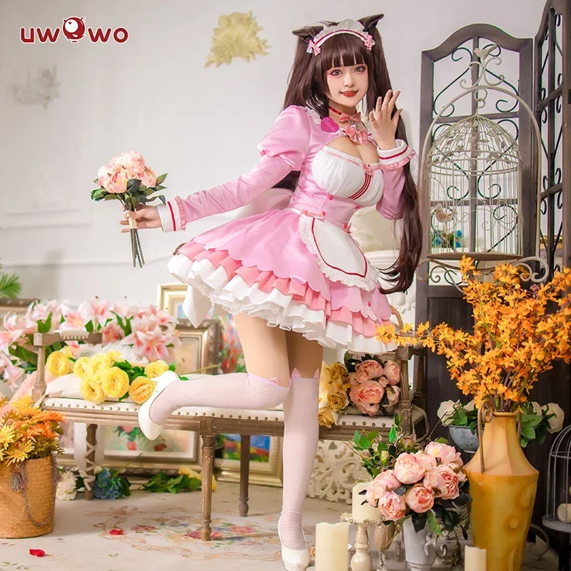 In stock uwowo Chocola cosplay maid dress Vol.4 costume chocolate/vanelaa cute pink dress girl Halloween costume outfits