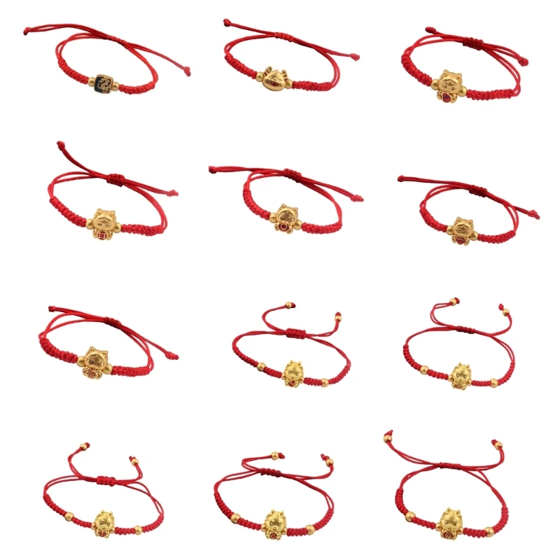 Fashionable Ropes Bracelets Adjustable Zodiacs Animal Sign Wrist Chain Lucky Dragon Pendant Bangle Versatile Jewelry