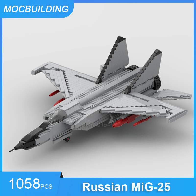 

Строительные блоки MOC, русская модель самолета MiG-25, сделай сам, сборка кирпичей, военная коллекция, дисплей, креативные игрушки, подарки, 1058 шт.