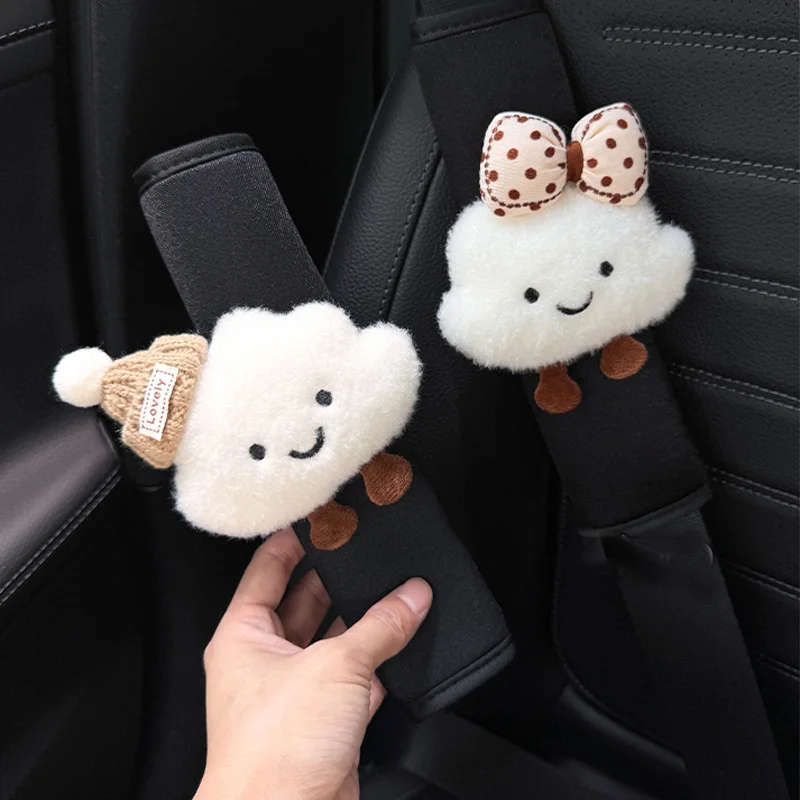 New Cartoon Bow Cloud Car Seat Belt Cover Shoulder Strap Harness Cushion Car Seatbelt Shoulder Pad Protector Auto Neck Support