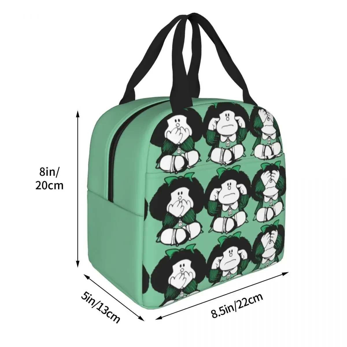 Three Monkey Insulated Lunch Bags Thermal Bag Lunch Container Mafalda Cartoon Leakproof Tote Lunch Box Bento Pouch Travel