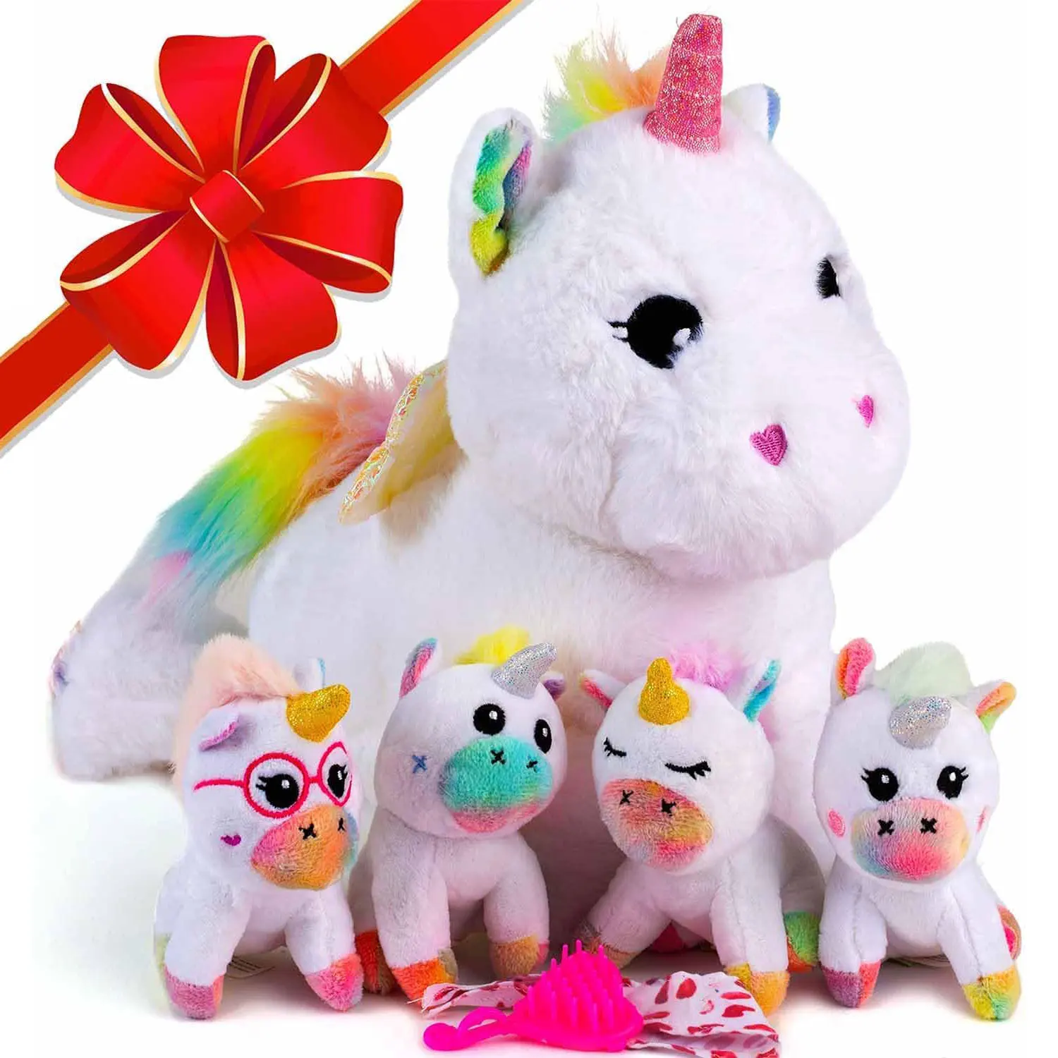 5 Rainbow Unicorn Plush Toys Unicorn Family One Unicorn Mom 4 Unicorn Babies Photography Accessories Toys Boys Girls