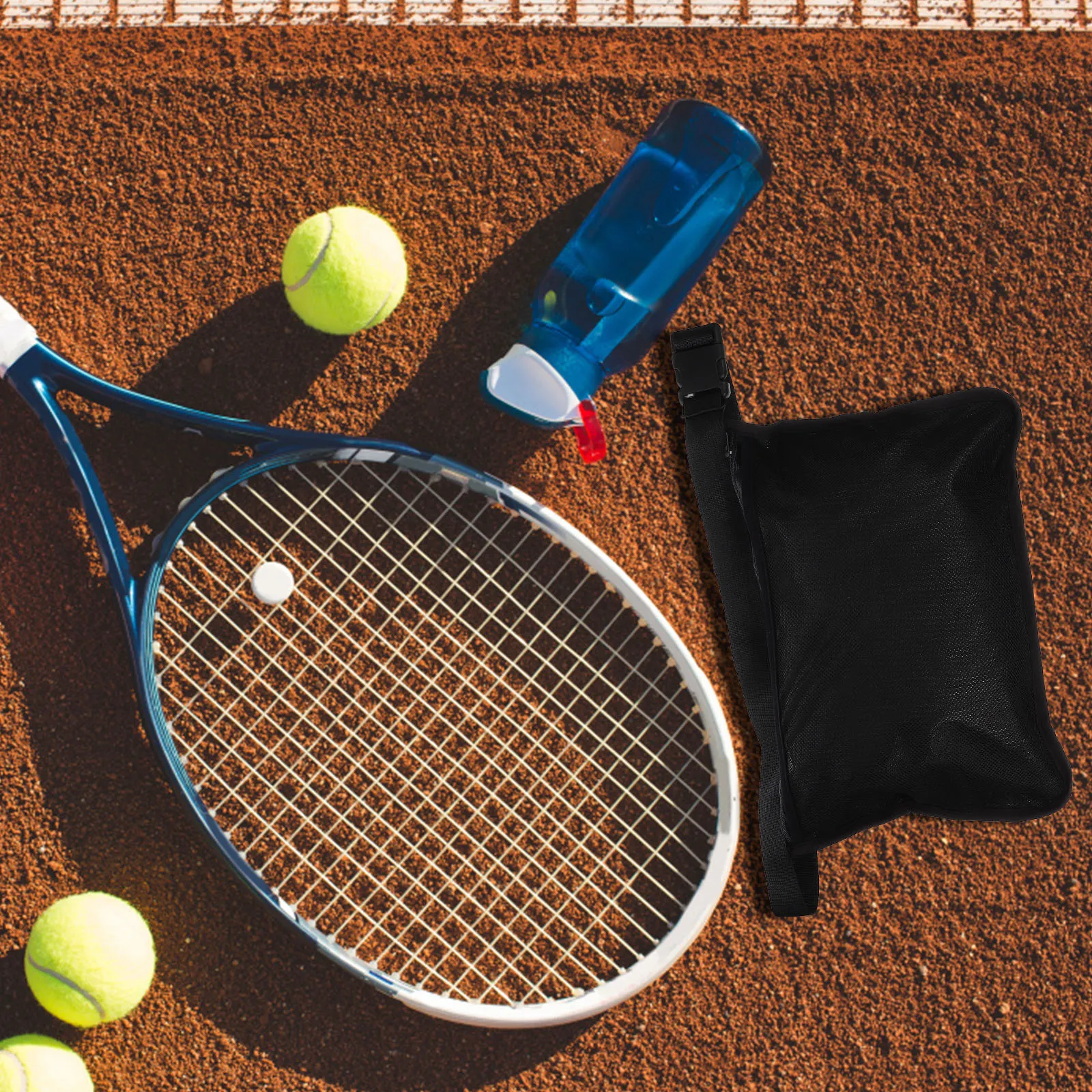 

Portable Tennis Ball Bag Black Oxford Cloth Mesh Storage Pouch for Golf Balls Training Reusable Lightweight Durable
