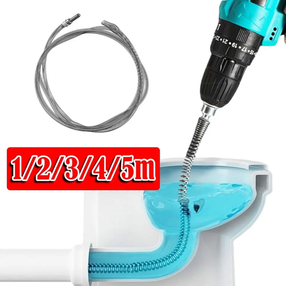 Электрическая дрель 1-5 м, дренажная дноуглубительная пружина, прочный утолщенный трубопровод, средство для удаления засорения, пружинный разблокировщик канализационных труб