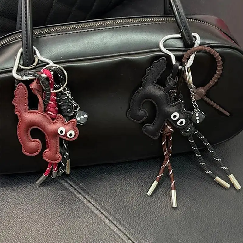 

Cute PU Leather Cat Doll Keychain Puppy Cartoon Hanging Decoration Funny Car Keyring Bag Pendant Bag Ornament Accessories