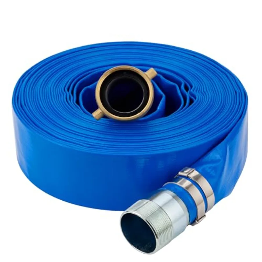 

Шланг для подачи воды из ПВХ, плоский, 1-1/4 x 100 футов, с фитингами NPT и ниппелями, усиленный, для обратной промывки бассейнов, сверхпрочный