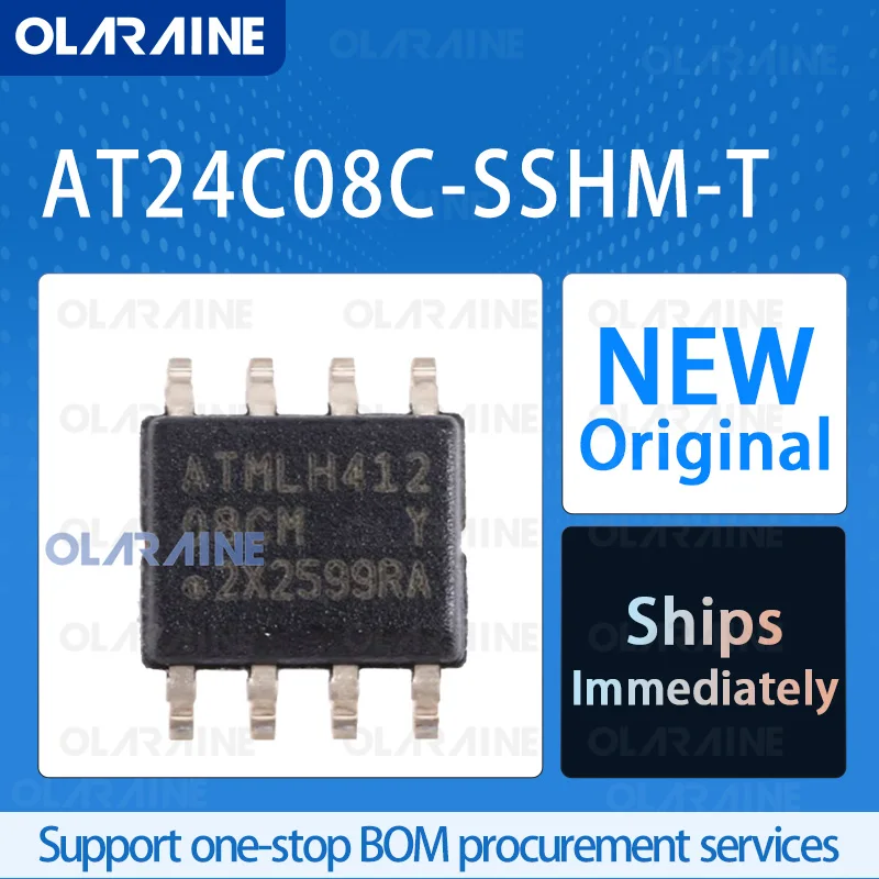 

10/50/100Pcs AT24C08C-SSHM-T SOIC-8 electrically programmable read-only memory RoHS 2-Wire, I2C 1 k x 8 Voltage 5.5 V