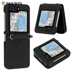 For Samsung Z Flip 6 5 Luxury business leather case For Samsung Galaxy Z Flip 6 5 4 3 ZFlip 6 Anti drop all inclusive phone case