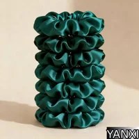 1/6/20/60/100pcs bulk satin emerald dark green scrunchies suitable women elegant 10cm headwear hair ties accessories casual cute - Image 6