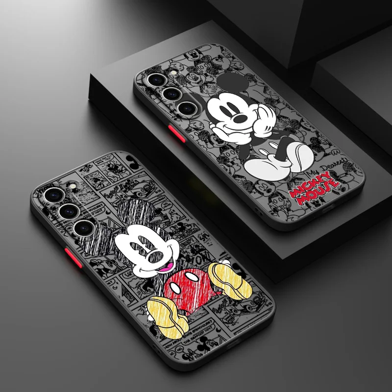 Mickey Mouse Movement Phone Case For Samsung Note 9 10 20 M10 20 22 31 30S 62 32 33 53 52 51 23 40 60S Frosted Translucent Cover