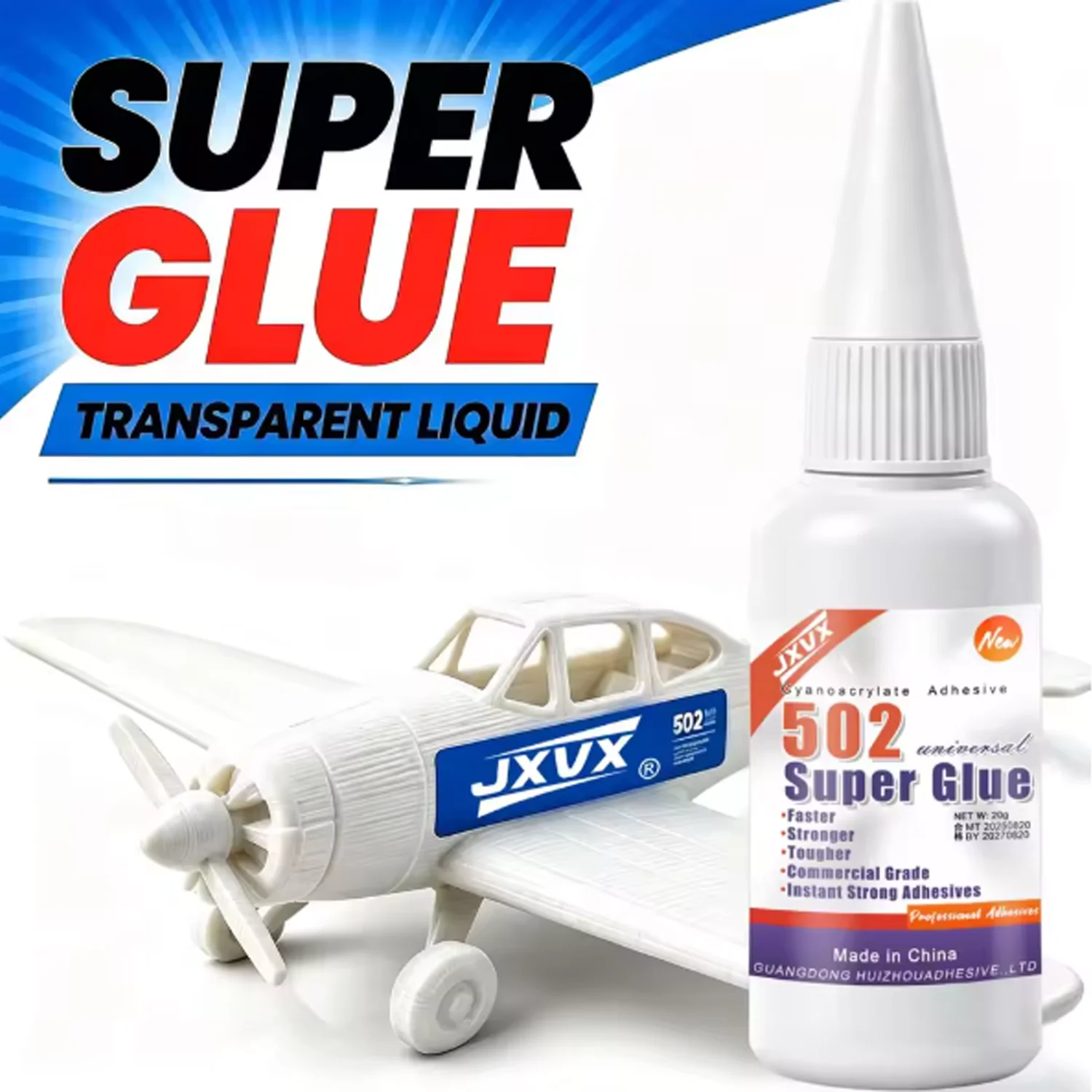 502 Super Glue Multi-purpose Instant Transparent Fast Drying Glue for Plastic Model Ceramic Metal Leather Shoe DIY Craft Repair.