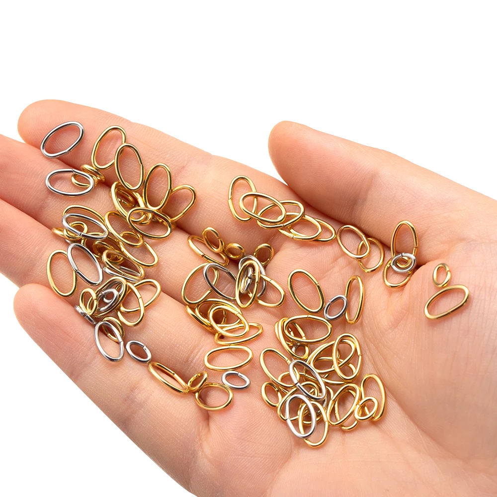 50Pcs/Lot 5-10mm Stainless Steel Oval Jump Rings Split Open Rings Link Loops Connectors For DIY Bracelet Necklace Jewelry Making