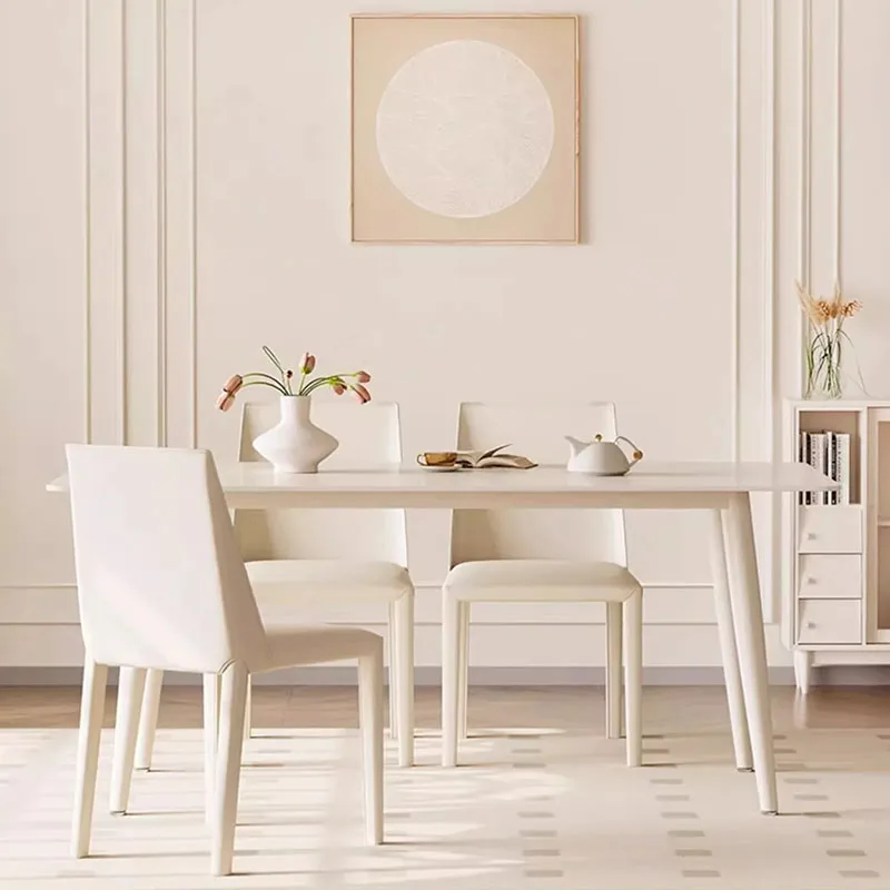 Modern Restaurant Dining Table 4 Chairs Elegant Patio White Trendy Desserts Coffee Table Outdoor Kitchen Salontafel Room Decor